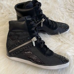 Coach Woman Shoes High Top-top Sneakers Black US 7 M
